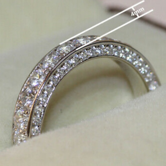 NEw Sterling Silver Diamond Band Ring - Picture 4 of 9